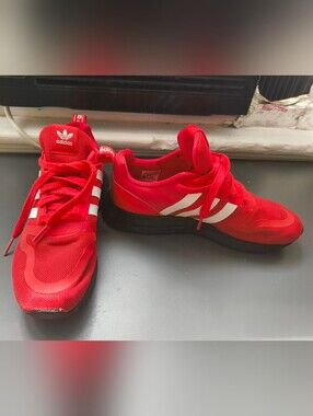 adidas Kids Red Athletic Sneakers with White Stripes
